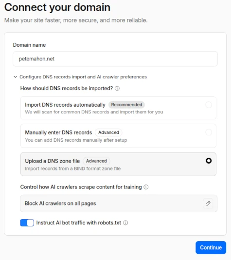 Cloudflare’s Add Domain introduction screen