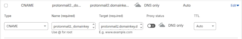 Cloudflare Dashboard showing setup of DKIM records