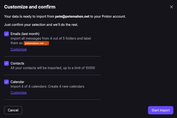 Tickbox option available to import Contacts